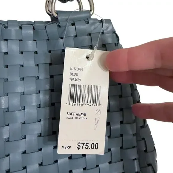 Nine West Soft Weave Blue Woven Shoulder Bag Braided Handles NWT - Picture 3 of 6